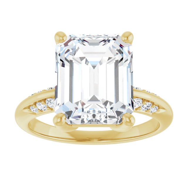 5.12 Emerald Moissanite DEF/VVS Modern Sidestone Engagement Ring in 14KY | ViewS 5.12 Emerald Moissanite DEF/VVS Modern Sidestone Engagement Ring in 14KY | ViewS