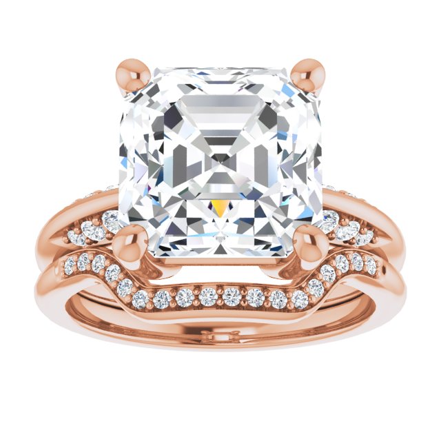 5.46 Asscher Lab-Grown GH/VS2+ Modern Sidestone Engagement Ring in 14KR | AllComponents_ViewS
