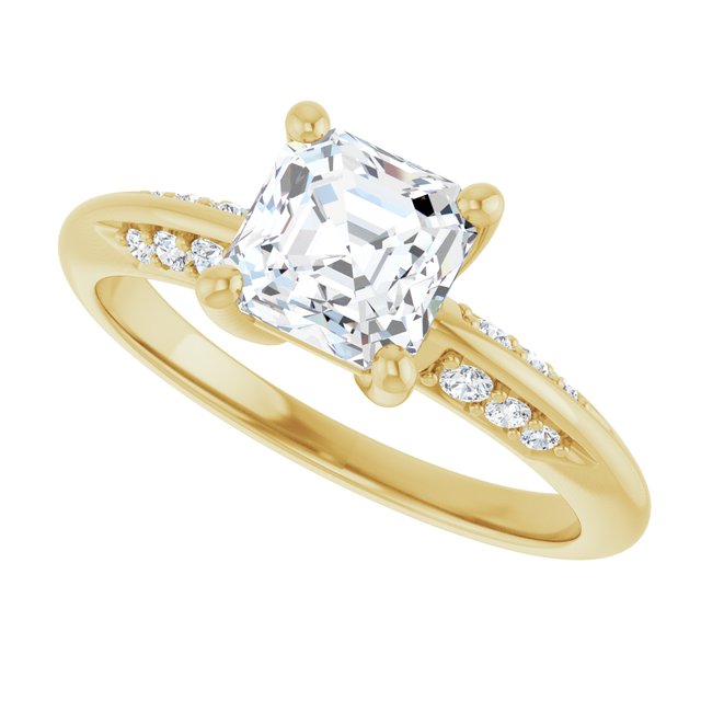 1.10 Asscher Lab-Grown EF/VS1+ Modern Sidestone Engagement Ring in 18KY | View5 1.10 Asscher Lab-Grown EF/VS1+ Modern Sidestone Engagement Ring in 18KY | View5