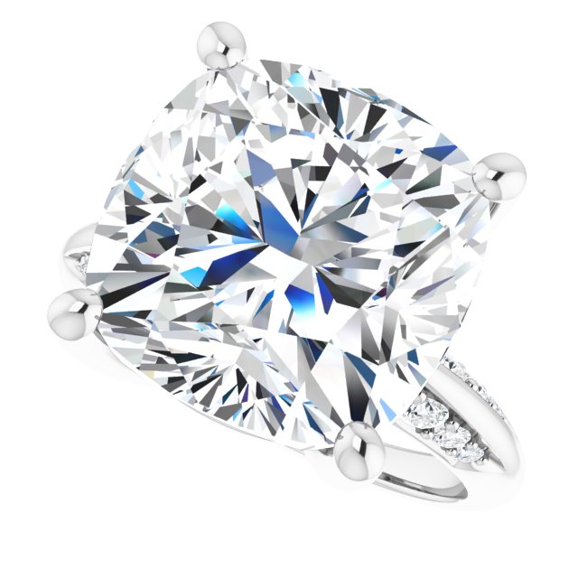 12.87 Cushion Lab-Grown EF/VS1+ Modern Sidestone Engagement Ring in 14KW | View5 12.87 Cushion Lab-Grown EF/VS1+ Modern Sidestone Engagement Ring in 14KW | View5