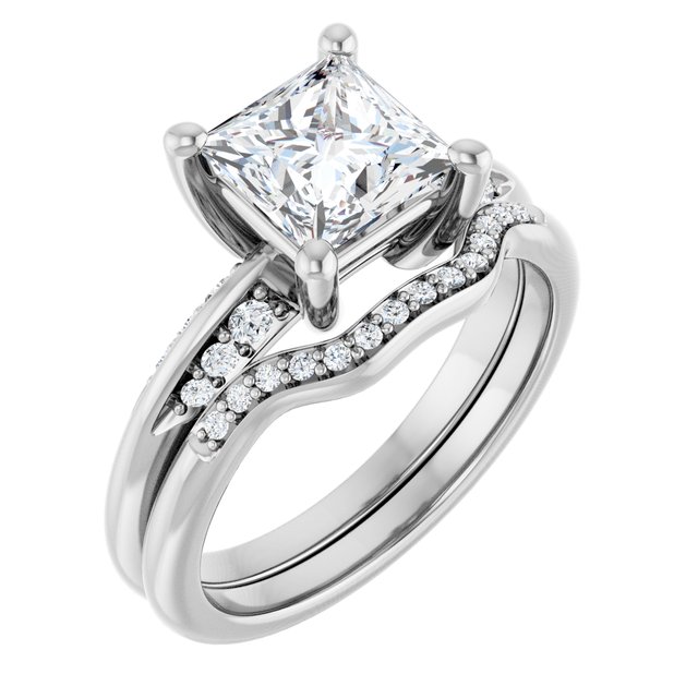 1.86 Square Lab-Grown GH/VS2+ Modern Sidestone Engagement Ring in 18KW | AllComponents_ViewA 1.86 Square Lab-Grown GH/VS2+ Modern Sidestone Engagement Ring in 18KW | AllComponents_ViewA