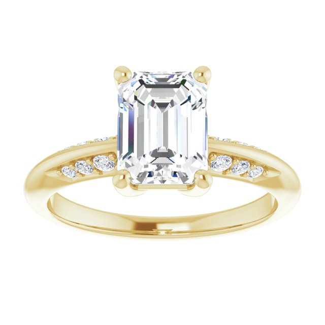 1.90 Emerald Lab-Grown GH/VS2+ Modern Sidestone Engagement Ring in 18KY | ViewS 1.90 Emerald Lab-Grown GH/VS2+ Modern Sidestone Engagement Ring in 18KY | ViewS