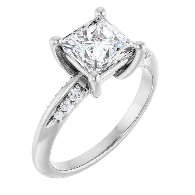 1.86 Square Lab-Grown GH/VS2+ Modern Sidestone Engagement Ring in 18KW | ViewA 1.86 Square Lab-Grown GH/VS2+ Modern Sidestone Engagement Ring in 18KW | ViewA