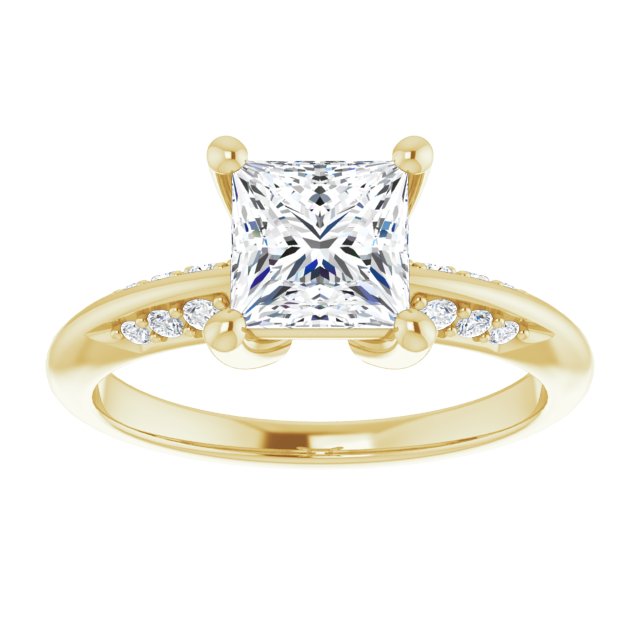 1.45 Square Lab-Grown GH/VS2+ Modern Sidestone Engagement Ring in 18KY | ViewS 1.45 Square Lab-Grown GH/VS2+ Modern Sidestone Engagement Ring in 18KY | ViewS