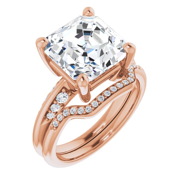 5.46 Asscher Lab-Grown GH/VS2+ Modern Sidestone Engagement Ring in 14KR | AllComponents_ViewA