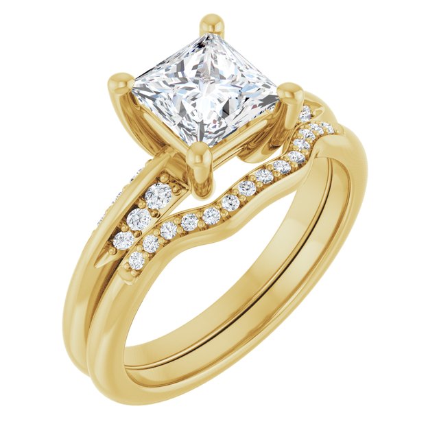 1.45 Square Lab-Grown GH/VS2+ Modern Sidestone Engagement Ring in 18KY | AllComponents_ViewA 1.45 Square Lab-Grown GH/VS2+ Modern Sidestone Engagement Ring in 18KY | AllComponents_ViewA