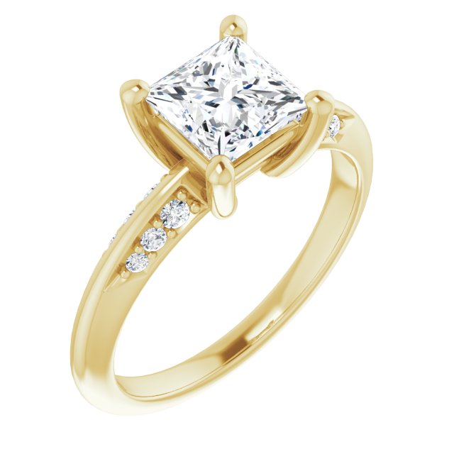 1.45 Square Lab-Grown GH/VS2+ Modern Sidestone Engagement Ring in 18KY | ViewA 1.45 Square Lab-Grown GH/VS2+ Modern Sidestone Engagement Ring in 18KY | ViewA