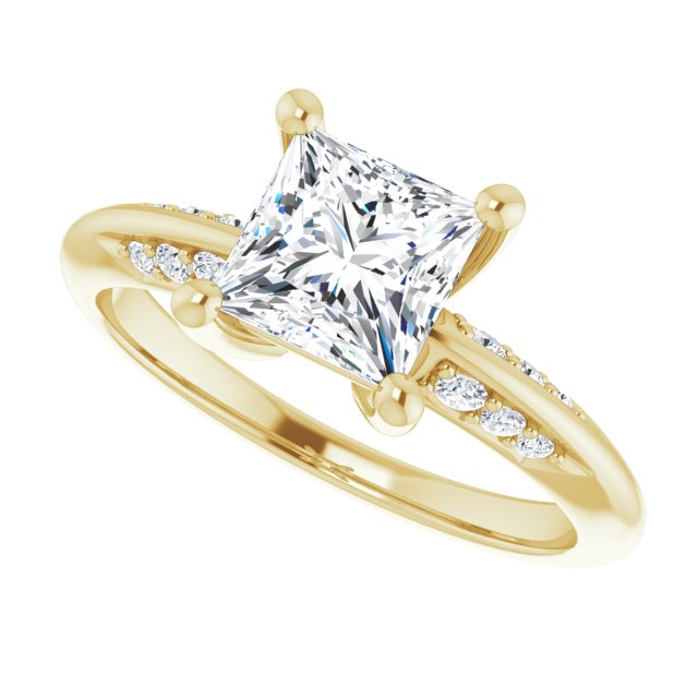 1.45 Square Lab-Grown GH/VS2+ Modern Sidestone Engagement Ring in 18KY | View5 1.45 Square Lab-Grown GH/VS2+ Modern Sidestone Engagement Ring in 18KY | View5
