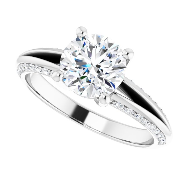 1.43 Round Lab-Grown GH/VS2+ Modern Sidestone Engagement Ring in PLAT | View5 1.43 Round Lab-Grown GH/VS2+ Modern Sidestone Engagement Ring in PLAT | View5