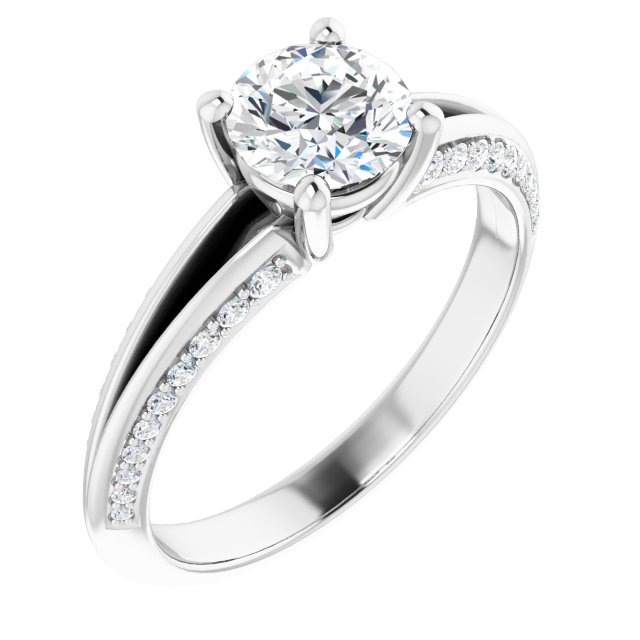 1.03 Round Diamond GH/VS2+ Modern Sidestone Engagement Ring in 14KW | ViewA 1.03 Round Diamond GH/VS2+ Modern Sidestone Engagement Ring in 14KW | ViewA