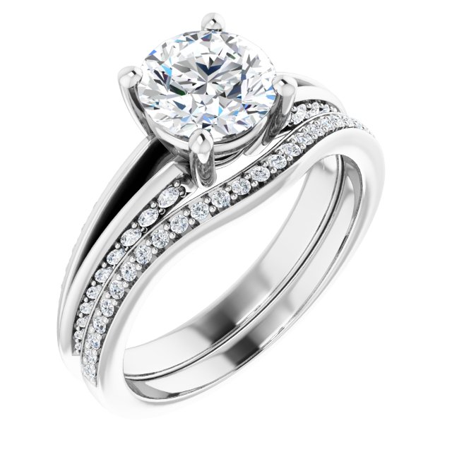 1.43 Round Lab-Grown GH/VS2+ Modern Sidestone Engagement Ring in PLAT | AllComponents_ViewA 1.43 Round Lab-Grown GH/VS2+ Modern Sidestone Engagement Ring in PLAT | AllComponents_ViewA