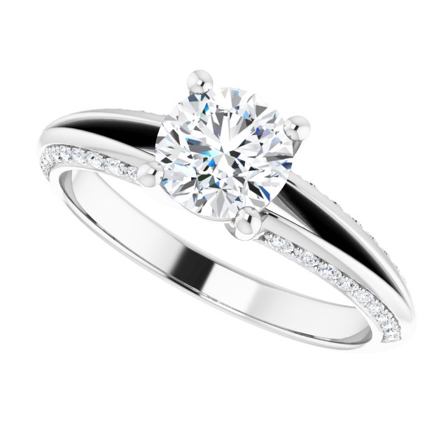 1.03 Round Diamond GH/VS2+ Modern Sidestone Engagement Ring in 14KW | View5 1.03 Round Diamond GH/VS2+ Modern Sidestone Engagement Ring in 14KW | View5