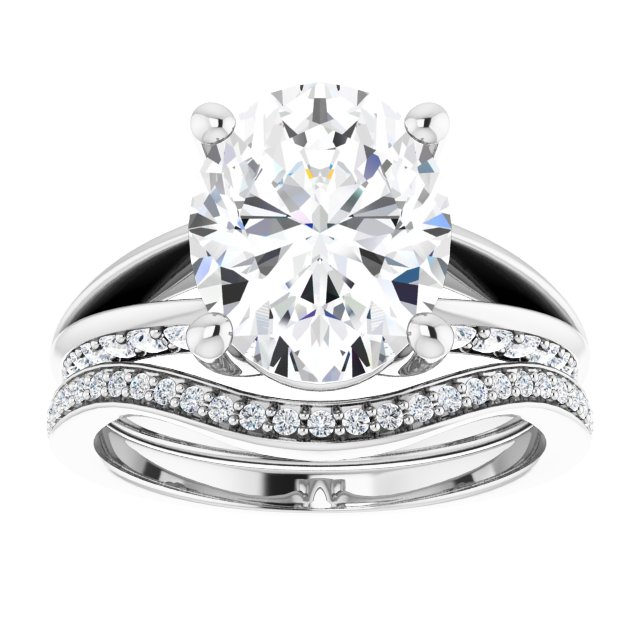 4.56 Oval Moissanite DEF/VVS Modern Sidestone Engagement Ring in 14KW | AllComponents_ViewS 4.56 Oval Moissanite DEF/VVS Modern Sidestone Engagement Ring in 14KW | AllComponents_ViewS