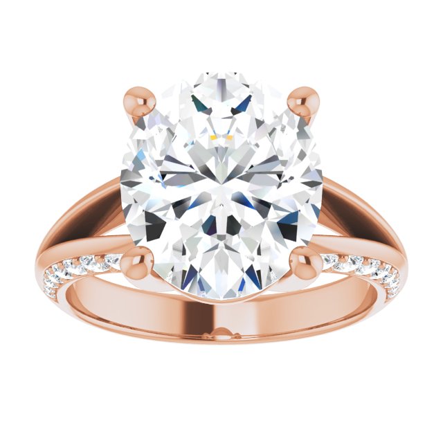 6.18 Oval Moissanite DEF/VVS Modern Sidestone Engagement Ring in 18KR | ViewS 6.18 Oval Moissanite DEF/VVS Modern Sidestone Engagement Ring in 18KR | ViewS