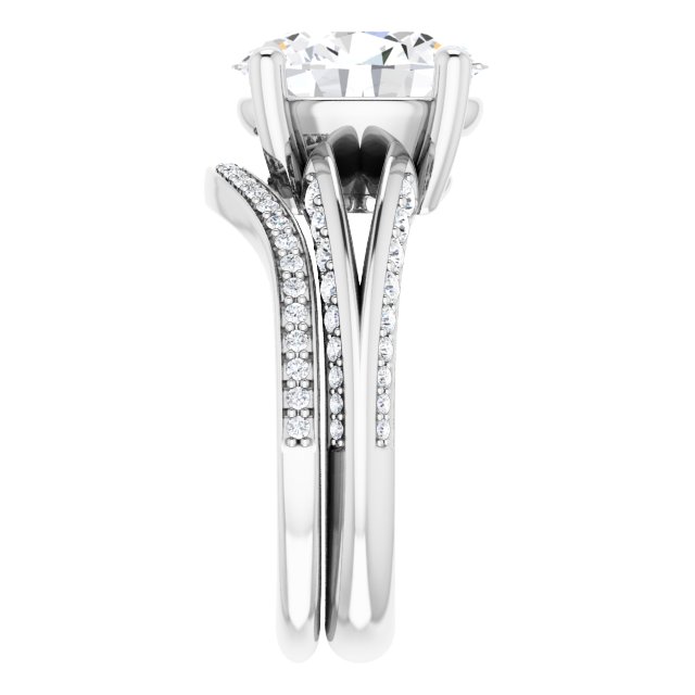 4.56 Oval Moissanite DEF/VVS Modern Sidestone Engagement Ring in 14KW | AllComponents_ViewE 4.56 Oval Moissanite DEF/VVS Modern Sidestone Engagement Ring in 14KW | AllComponents_ViewE