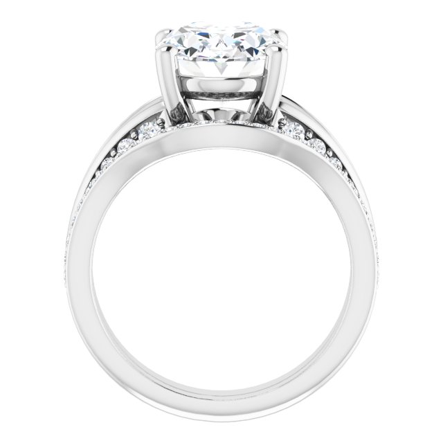 4.56 Oval Moissanite DEF/VVS Modern Sidestone Engagement Ring in 14KW | AllComponents_ViewB_4 4.56 Oval Moissanite DEF/VVS Modern Sidestone Engagement Ring in 14KW | AllComponents_ViewB_4