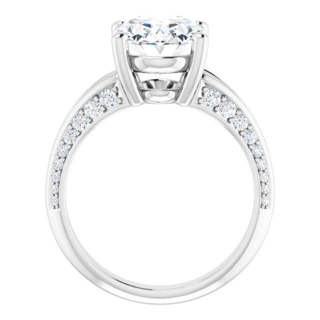 4.56 Oval Moissanite DEF/VVS Modern Sidestone Engagement Ring in 14KW | ViewB_4 4.56 Oval Moissanite DEF/VVS Modern Sidestone Engagement Ring in 14KW | ViewB_4