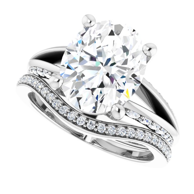 4.56 Oval Moissanite DEF/VVS Modern Sidestone Engagement Ring in 14KW | AllComponents_View5 4.56 Oval Moissanite DEF/VVS Modern Sidestone Engagement Ring in 14KW | AllComponents_View5