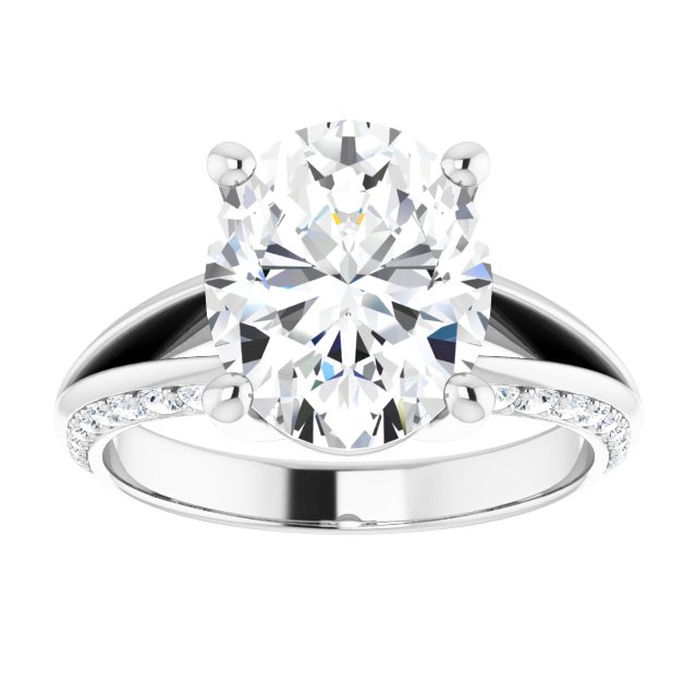 4.56 Oval Moissanite DEF/VVS Modern Sidestone Engagement Ring in 14KW | ViewS 4.56 Oval Moissanite DEF/VVS Modern Sidestone Engagement Ring in 14KW | ViewS