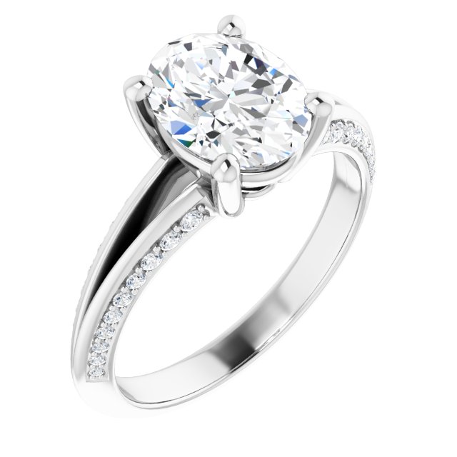 2.33 Oval Lab-Grown GH/VS2+ Modern Sidestone Engagement Ring in 18KW | ViewA 2.33 Oval Lab-Grown GH/VS2+ Modern Sidestone Engagement Ring in 18KW | ViewA