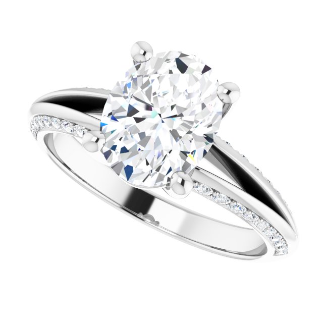 2.33 Oval Lab-Grown GH/VS2+ Modern Sidestone Engagement Ring in 18KW | View5 2.33 Oval Lab-Grown GH/VS2+ Modern Sidestone Engagement Ring in 18KW | View5