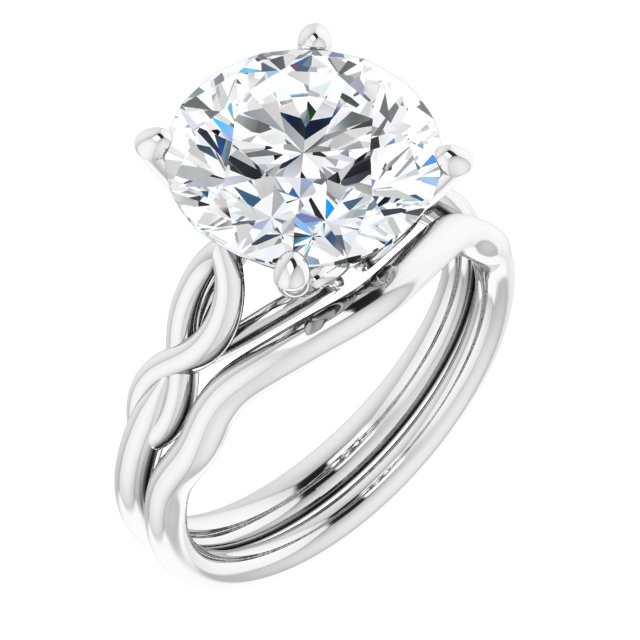 4.75 carat Round Diamond GH/VS2+ Sculptural Solitaire Engagement Ring in 14KW | AllComponents_ViewA
