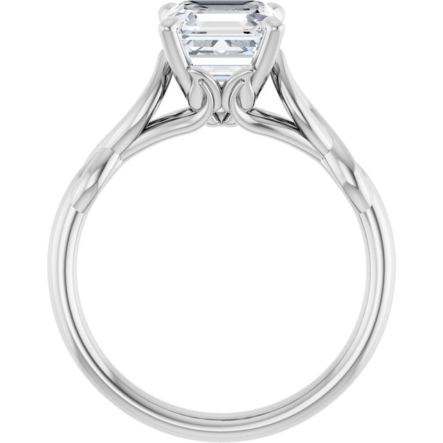 2.00 carat Asscher Moissanite DEF/VVS Sculptural Solitaire Engagement Ring in 14KW | ViewB_4 2.00 carat Asscher Moissanite DEF/VVS Sculptural Solitaire Engagement Ring in 14KW | ViewB_4