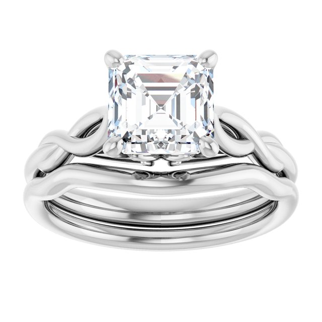 2.00 carat Asscher Moissanite DEF/VVS Sculptural Solitaire Engagement Ring in 14KW | AllComponents_ViewS 2.00 carat Asscher Moissanite DEF/VVS Sculptural Solitaire Engagement Ring in 14KW | AllComponents_ViewS