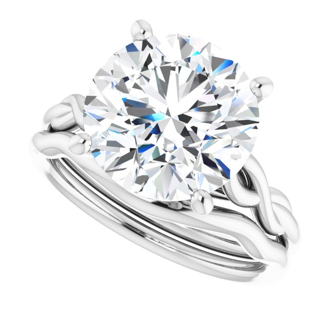 4.75 carat Round Diamond GH/VS2+ Sculptural Solitaire Engagement Ring in 14KW | AllComponents_View5
