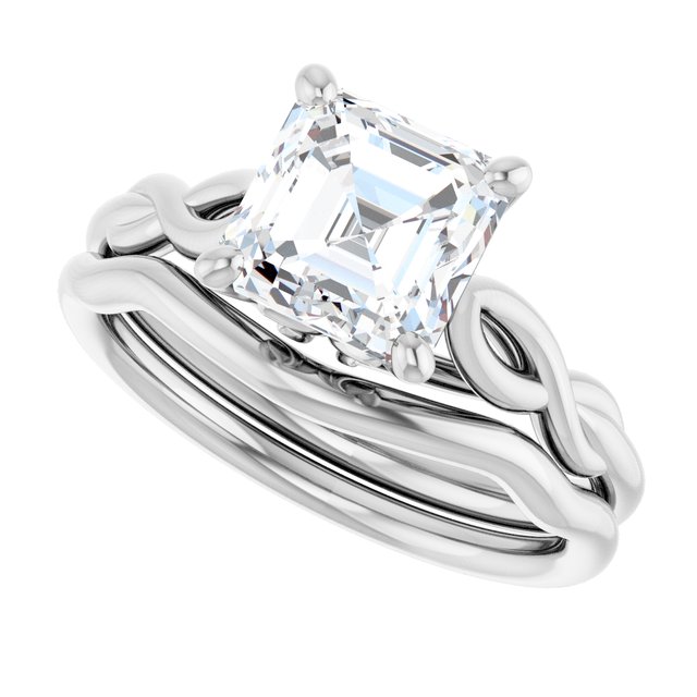 2.00 carat Asscher Moissanite DEF/VVS Sculptural Solitaire Engagement Ring in 14KW | AllComponents_View5 2.00 carat Asscher Moissanite DEF/VVS Sculptural Solitaire Engagement Ring in 14KW | AllComponents_View5
