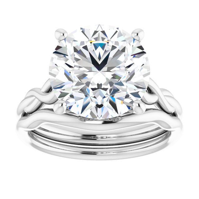 4.75 carat Round Diamond GH/VS2+ Sculptural Solitaire Engagement Ring in 14KW | AllComponents_ViewS