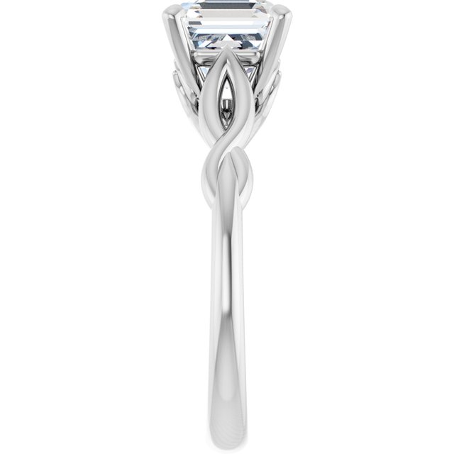 2.00 carat Asscher Moissanite DEF/VVS Sculptural Solitaire Engagement Ring in 14KW | ViewE 2.00 carat Asscher Moissanite DEF/VVS Sculptural Solitaire Engagement Ring in 14KW | ViewE
