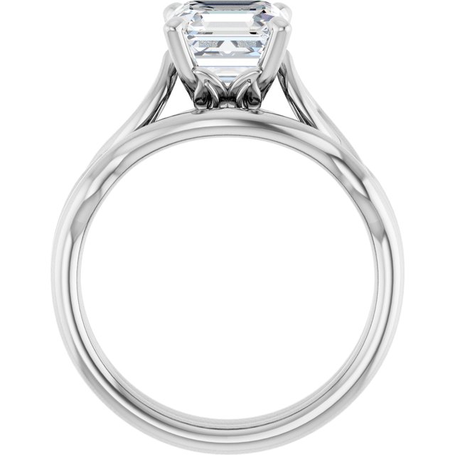 2.00 carat Asscher Moissanite DEF/VVS Sculptural Solitaire Engagement Ring in 14KW | AllComponents_ViewB_4 2.00 carat Asscher Moissanite DEF/VVS Sculptural Solitaire Engagement Ring in 14KW | AllComponents_ViewB_4