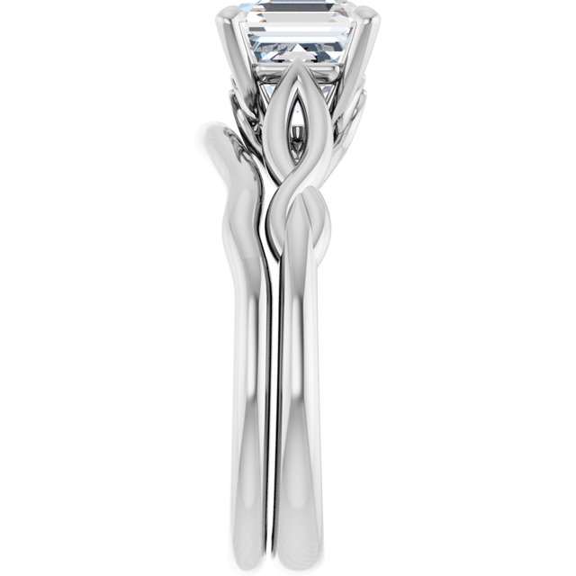 2.00 carat Asscher Moissanite DEF/VVS Sculptural Solitaire Engagement Ring in 14KW | AllComponents_ViewE 2.00 carat Asscher Moissanite DEF/VVS Sculptural Solitaire Engagement Ring in 14KW | AllComponents_ViewE
