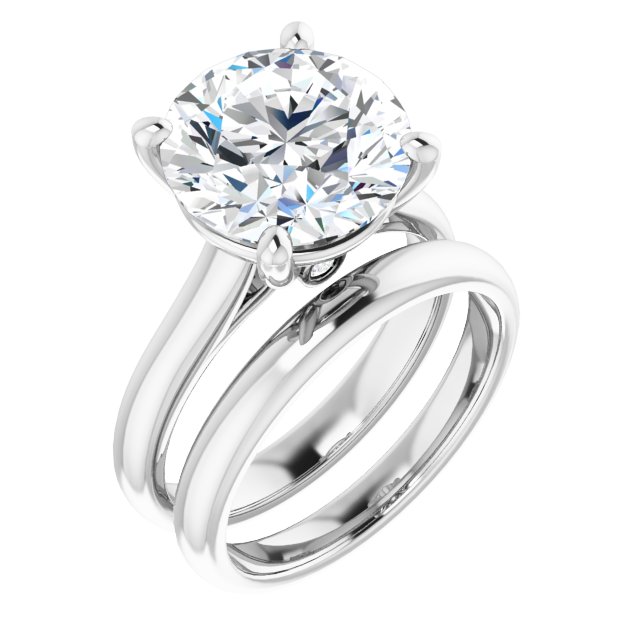 4.79 carat Round Moissanite DEF/VVS Modern Solitaire Engagement Ring in 14KW | AllComponents_ViewA