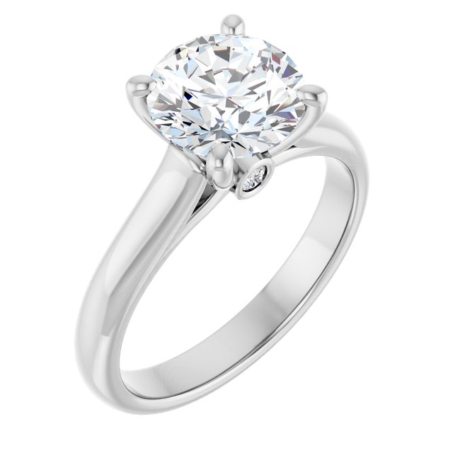 2.04 carat Round Moissanite DEF/VVS Modern Solitaire Engagement Ring in 14KW | ViewA