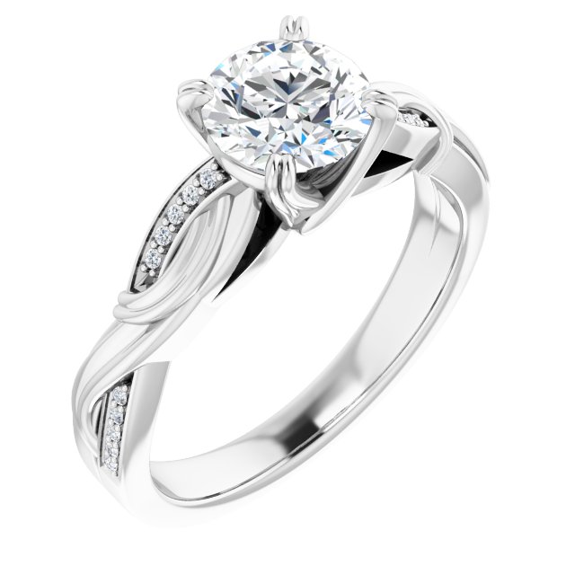 1.04 Tcw Round Diamond GH/VS2+ Twisted Sidestone Engagement Ring