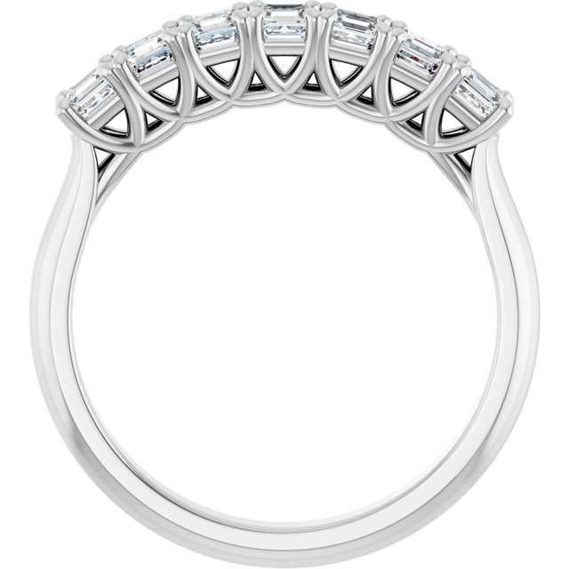 Seven Stone 0.56 Asscher Moissanite DEF/VVS Anniversary Ring in 18KW | ViewB_4