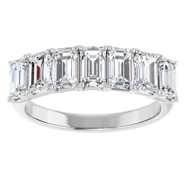 Seven Stone 1.89 Emerald Moissanite DEF/VVS Anniversary Ring in 14KW | ViewS Seven Stone 1.89 Emerald Moissanite DEF/VVS Anniversary Ring in 14KW | ViewS