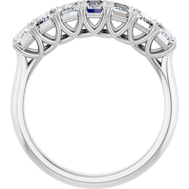 Seven Stone 1.89 Emerald Moissanite DEF/VVS Anniversary Ring in 14KW | ViewB_4 Seven Stone 1.89 Emerald Moissanite DEF/VVS Anniversary Ring in 14KW | ViewB_4