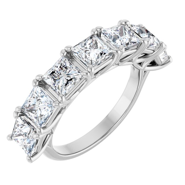 4.20 Tcw Square Lab-Grown EF/VS1+ Seven Stone Anniversary Ring 18K