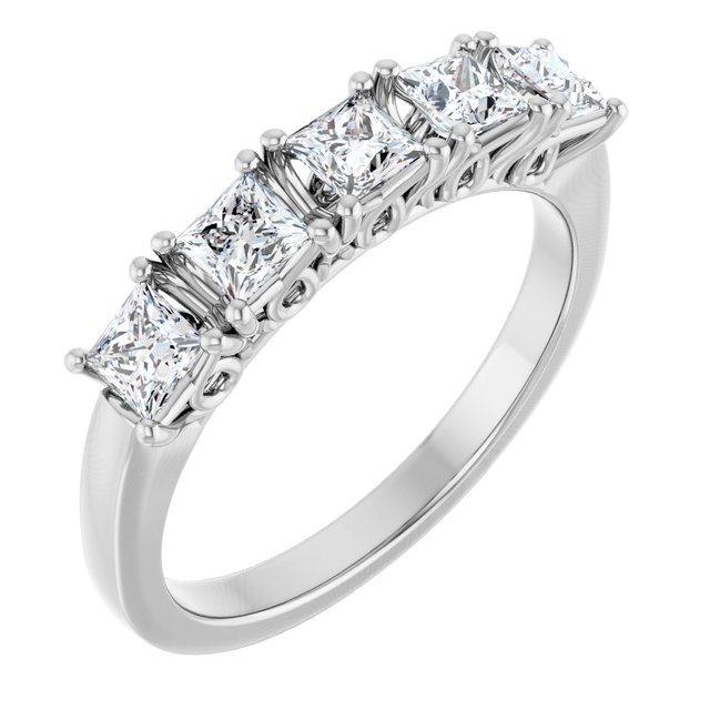 Five Stone 0.90 Square Lab-Grown EF/VS1+ Anniversary Ring in PLAT | ViewA Five Stone 0.90 Square Lab-Grown EF/VS1+ Anniversary Ring in PLAT | ViewA