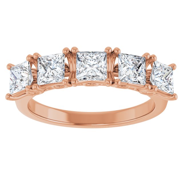 Five Stone 1.55 Square Diamond D/VVS2+ Anniversary Ring in 18KR | ViewS Five Stone 1.55 Square Diamond D/VVS2+ Anniversary Ring in 18KR | ViewS