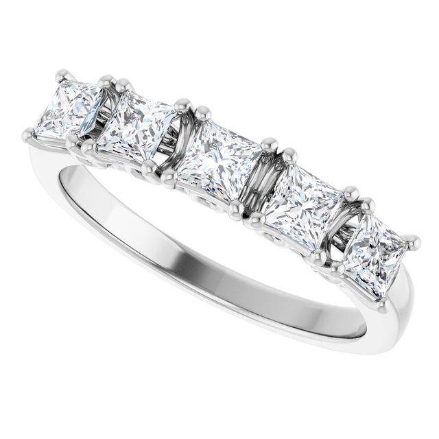 Five Stone 0.90 Square Lab-Grown EF/VS1+ Anniversary Ring in PLAT | View5 Five Stone 0.90 Square Lab-Grown EF/VS1+ Anniversary Ring in PLAT | View5