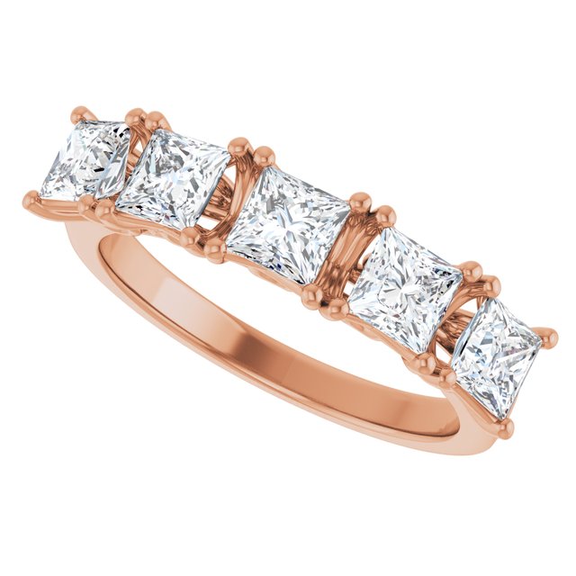 Five Stone 1.55 Square Diamond D/VVS2+ Anniversary Ring in 18KR | View5 Five Stone 1.55 Square Diamond D/VVS2+ Anniversary Ring in 18KR | View5