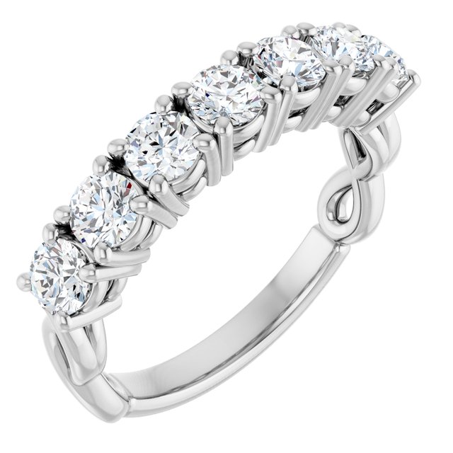 Seven Stone 1.12 Round Moissanite DEF/VVS Anniversary Ring in 14KW | ViewA