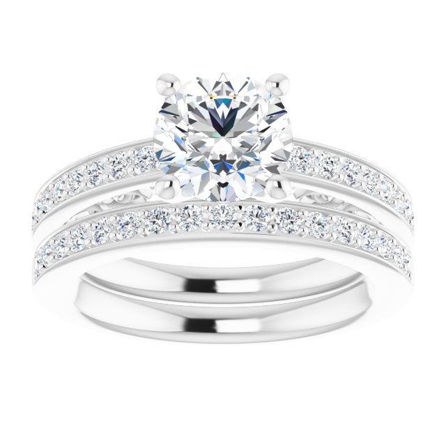 1.44 Round Lab-Grown GH/VS2+ Sculptural Sidestone Engagement Ring in 14KW | AllComponents_ViewS 1.44 Round Lab-Grown GH/VS2+ Sculptural Sidestone Engagement Ring in 14KW | AllComponents_ViewS