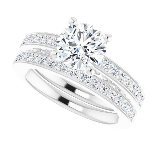 1.44 Round Lab-Grown GH/VS2+ Sculptural Sidestone Engagement Ring in 14KW | AllComponents_View5 1.44 Round Lab-Grown GH/VS2+ Sculptural Sidestone Engagement Ring in 14KW | AllComponents_View5