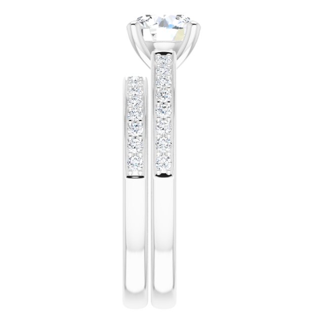 1.44 Round Lab-Grown GH/VS2+ Sculptural Sidestone Engagement Ring in 14KW | AllComponents_ViewE 1.44 Round Lab-Grown GH/VS2+ Sculptural Sidestone Engagement Ring in 14KW | AllComponents_ViewE