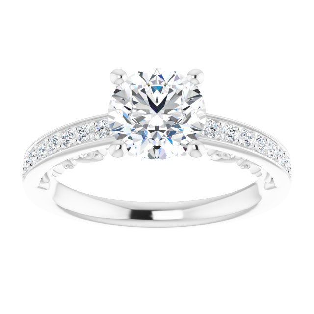 1.44 Round Lab-Grown GH/VS2+ Sculptural Sidestone Engagement Ring in 14KW | ViewS 1.44 Round Lab-Grown GH/VS2+ Sculptural Sidestone Engagement Ring in 14KW | ViewS